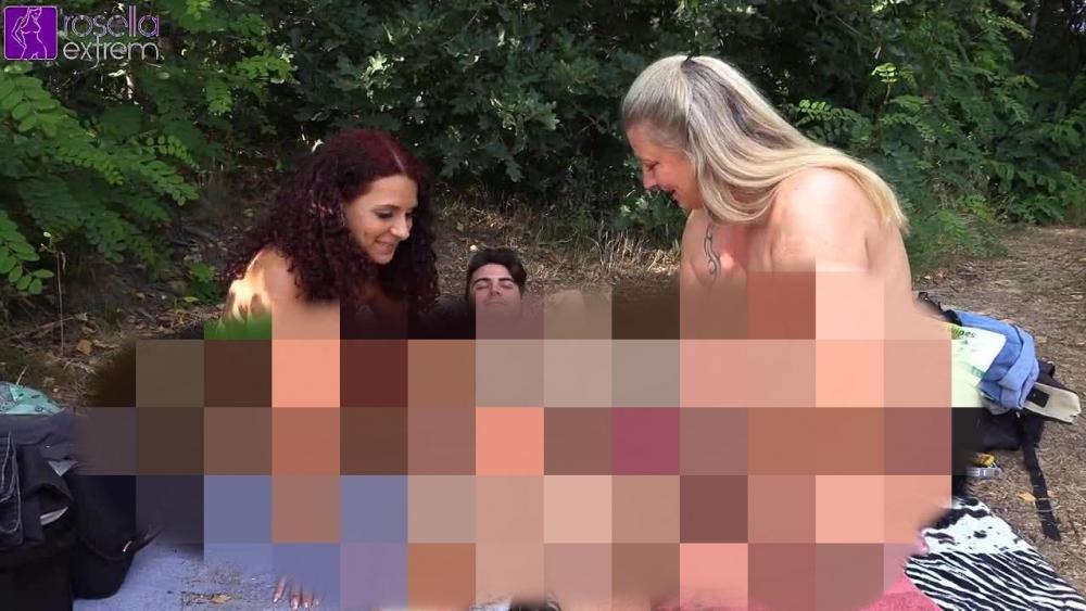 Mara und Rosella, blasen und melken jungen Badegast, Public am See, ab!